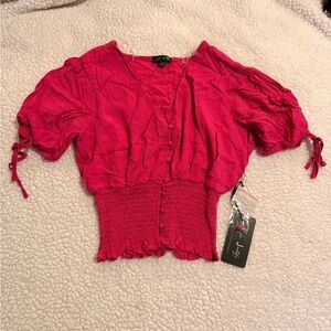 J for Justify Women's Pink Smocked Blouse - NWT